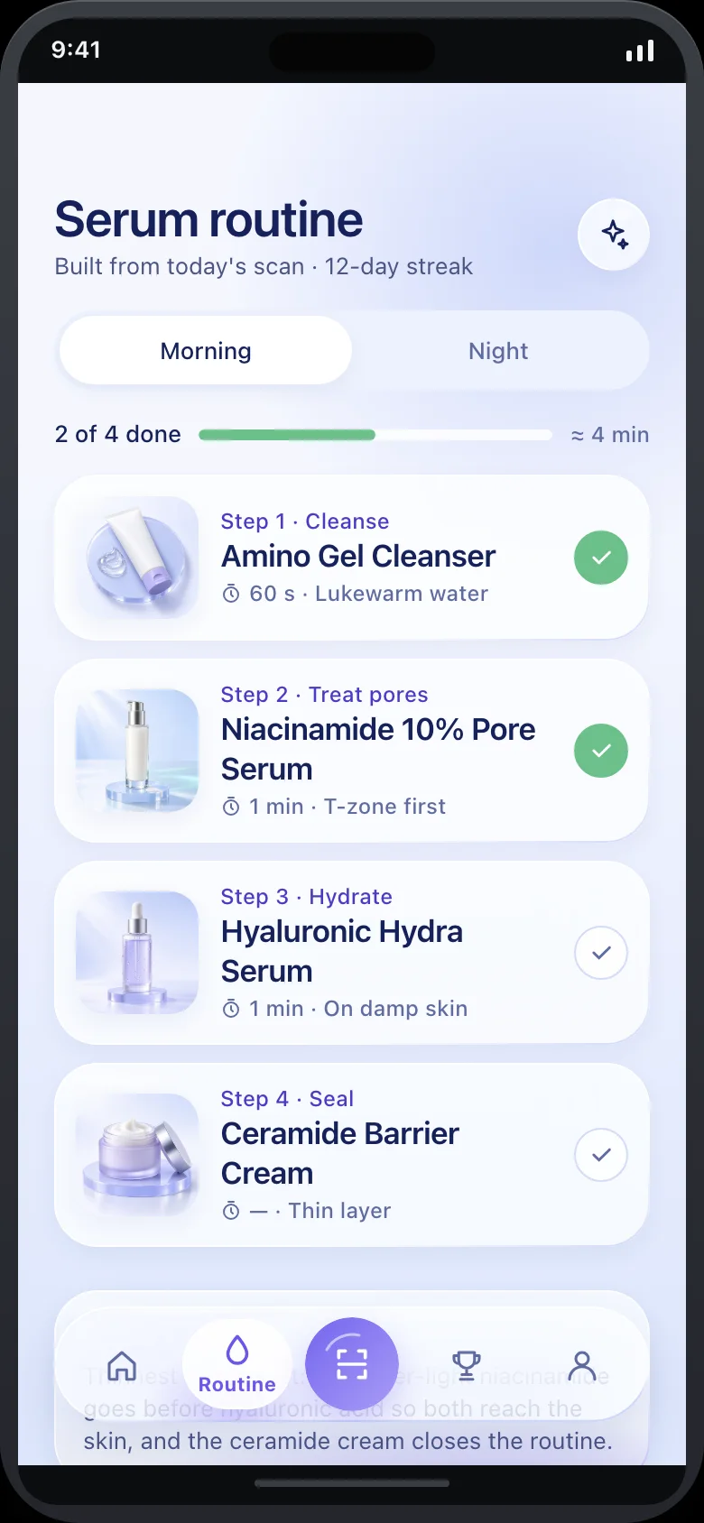 Veyla (AI Skin Analyzer) — Routine