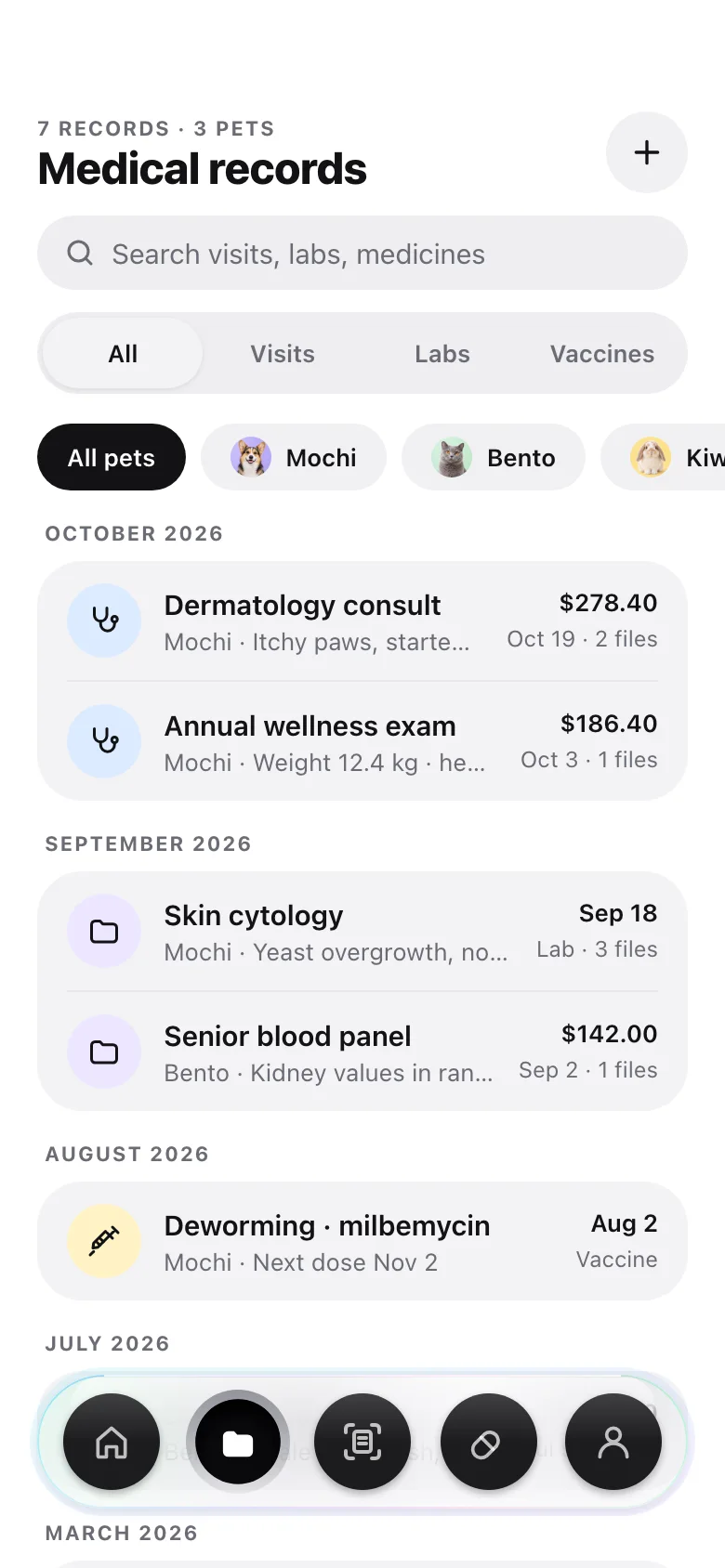 Pawvia (Pet Health Passport) — Records