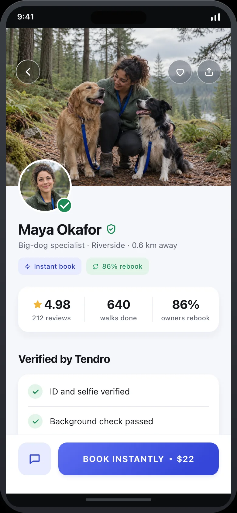 Tendro (AI Pet Sitter & Pet Cam) — Sitter Profile