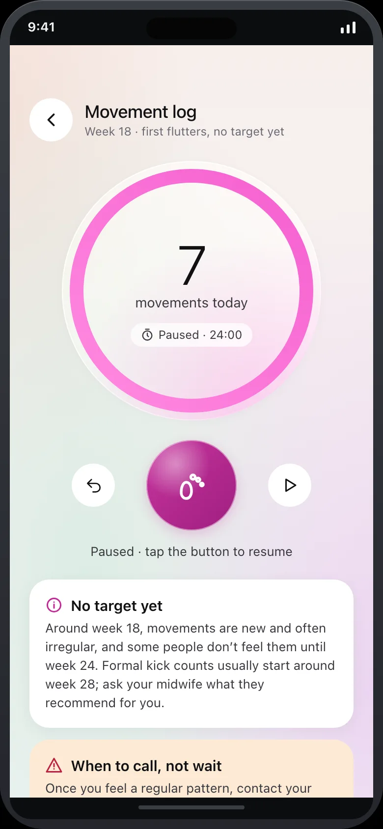 Nestlune (AI Pregnancy Companion) — Kick Counter