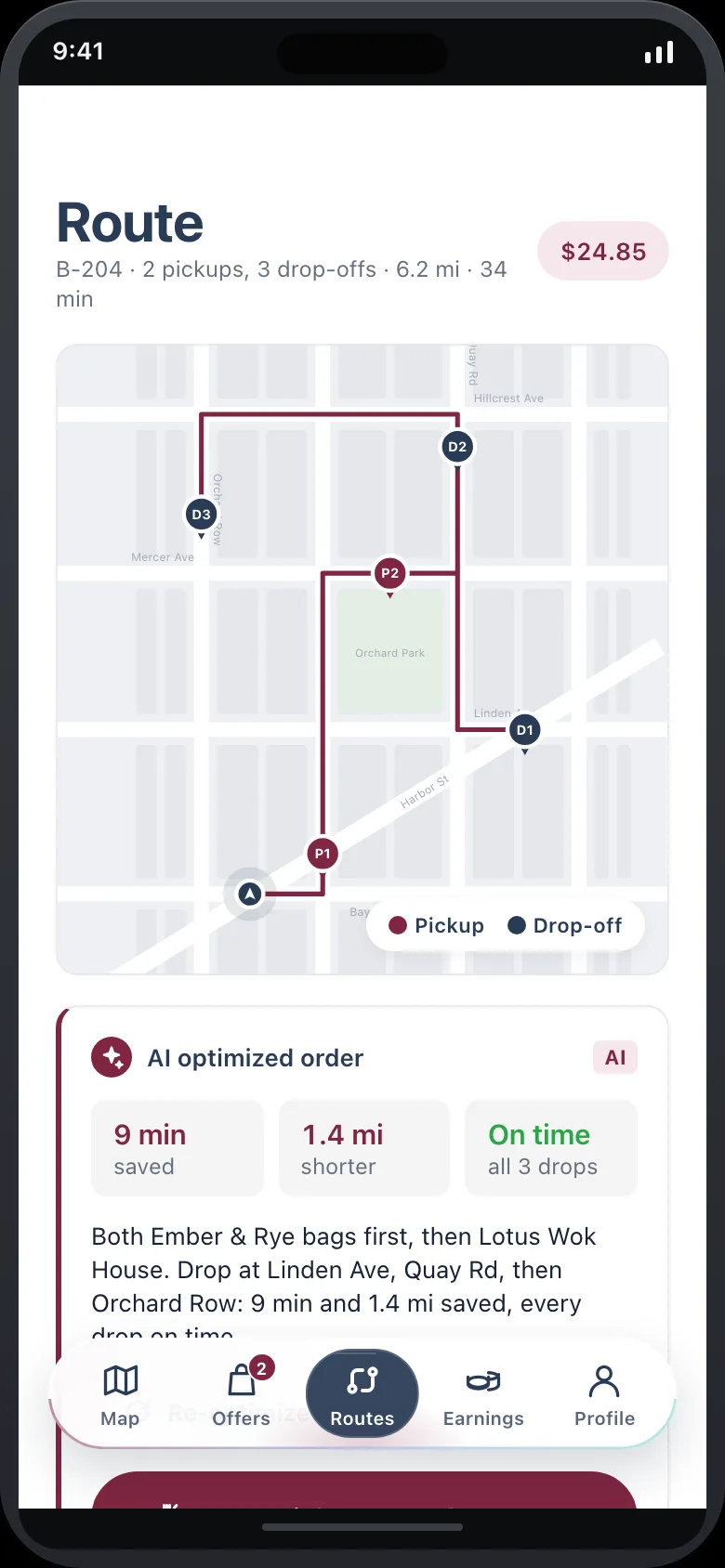 Zyvro Rider (AI Food Delivery Courier & Route Optimizer) — Route