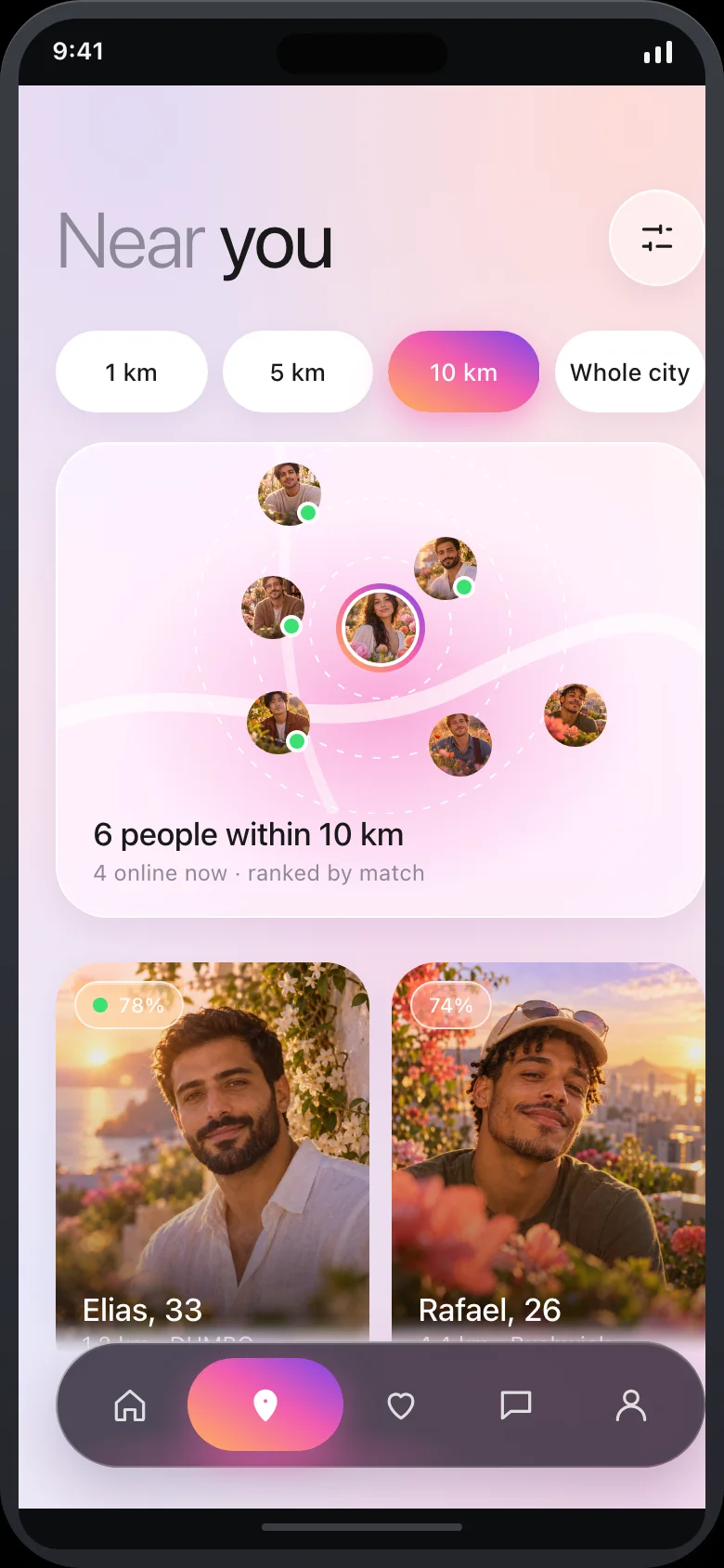 Kismara (AI Matchmaking) — Nearby