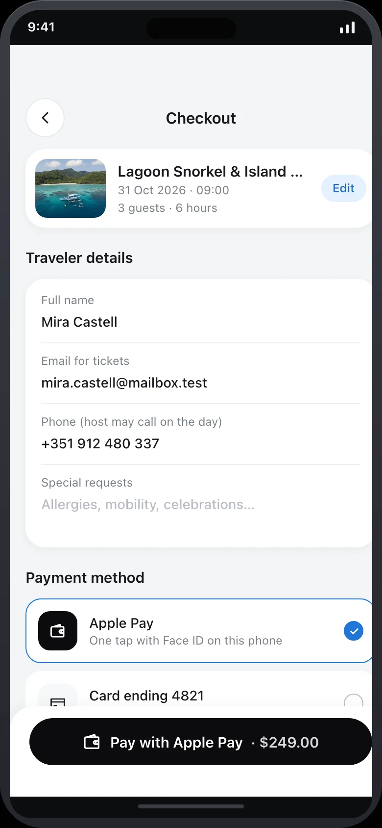 Tidevo (AI Local Experiences) — Checkout