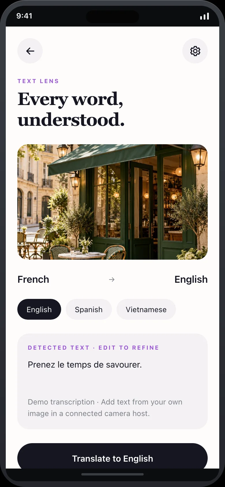 Novalo Lens — Translate
