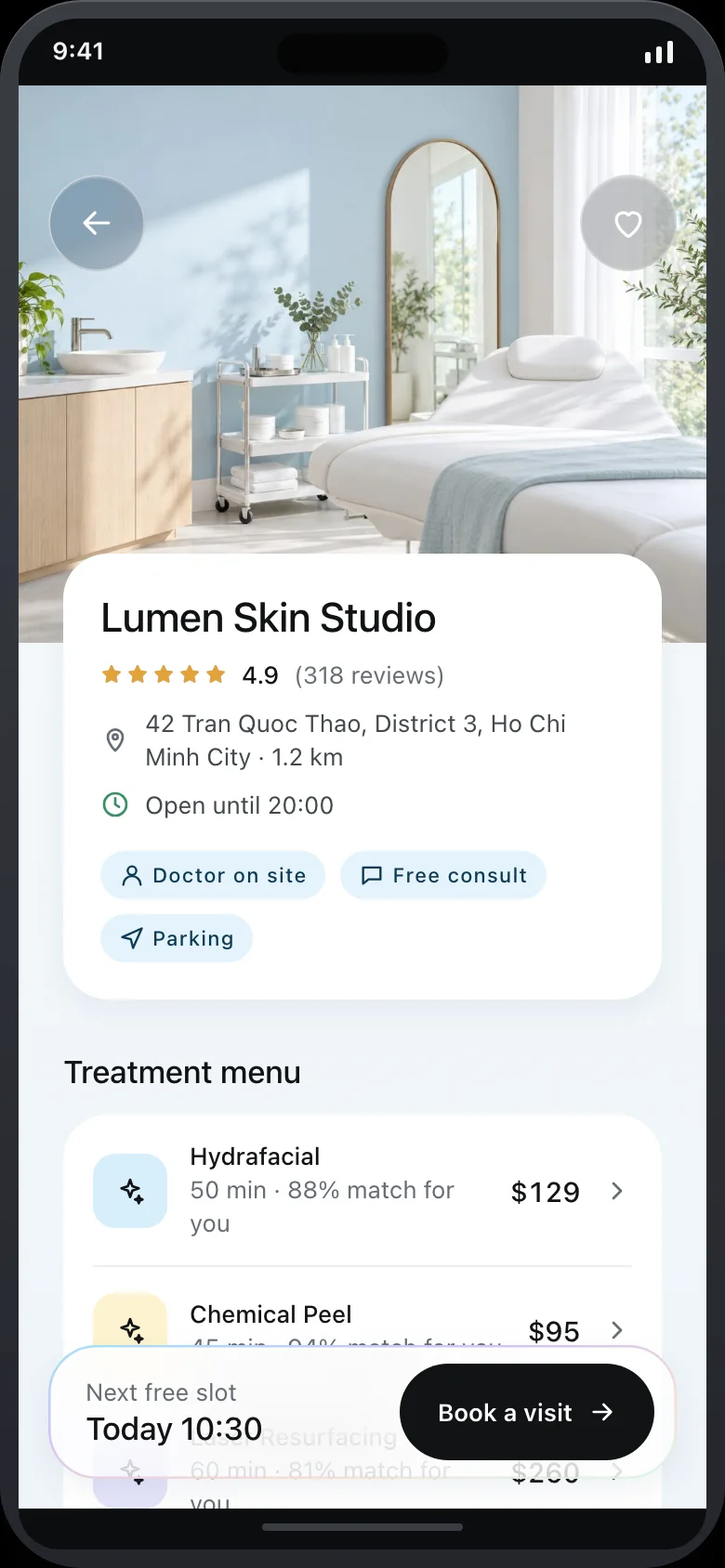 Soriel (AI Skin Diagnostic & MedSpa Booking) — Clinic Detail