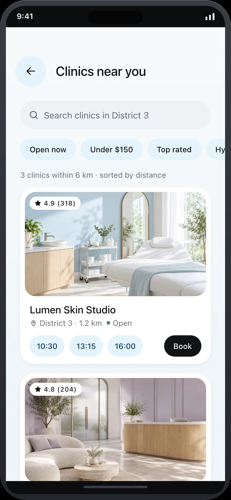 Soriel (AI Skin Diagnostic & MedSpa Booking) — Clinics