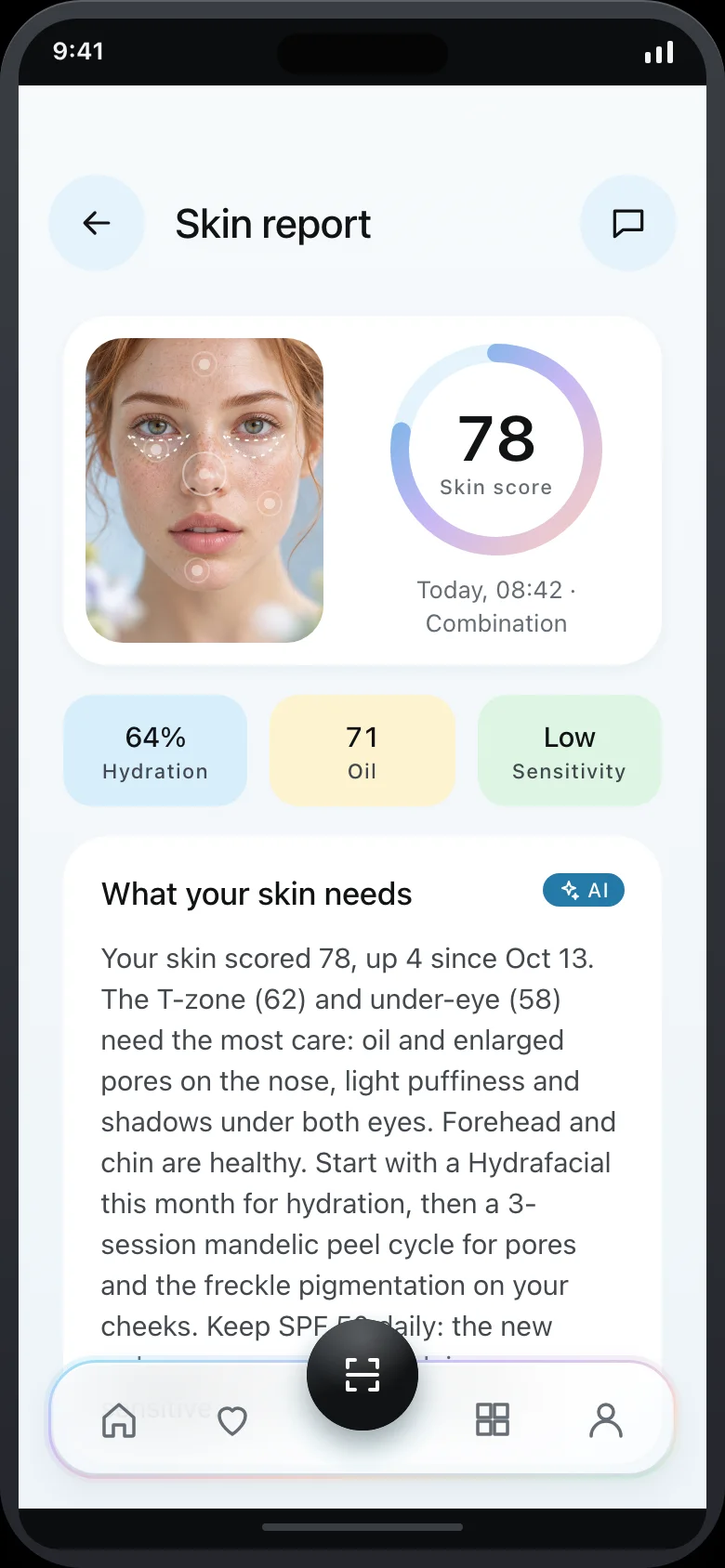 Soriel (AI Skin Diagnostic & MedSpa Booking) — Scan Result