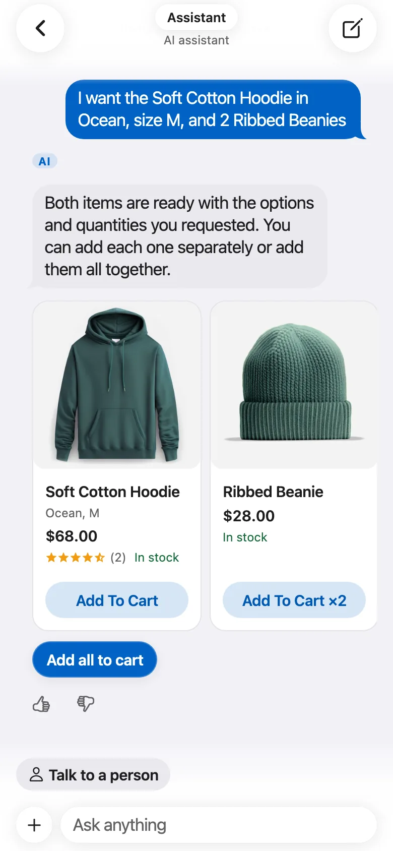 FluxNative Commerce — Several items at once
