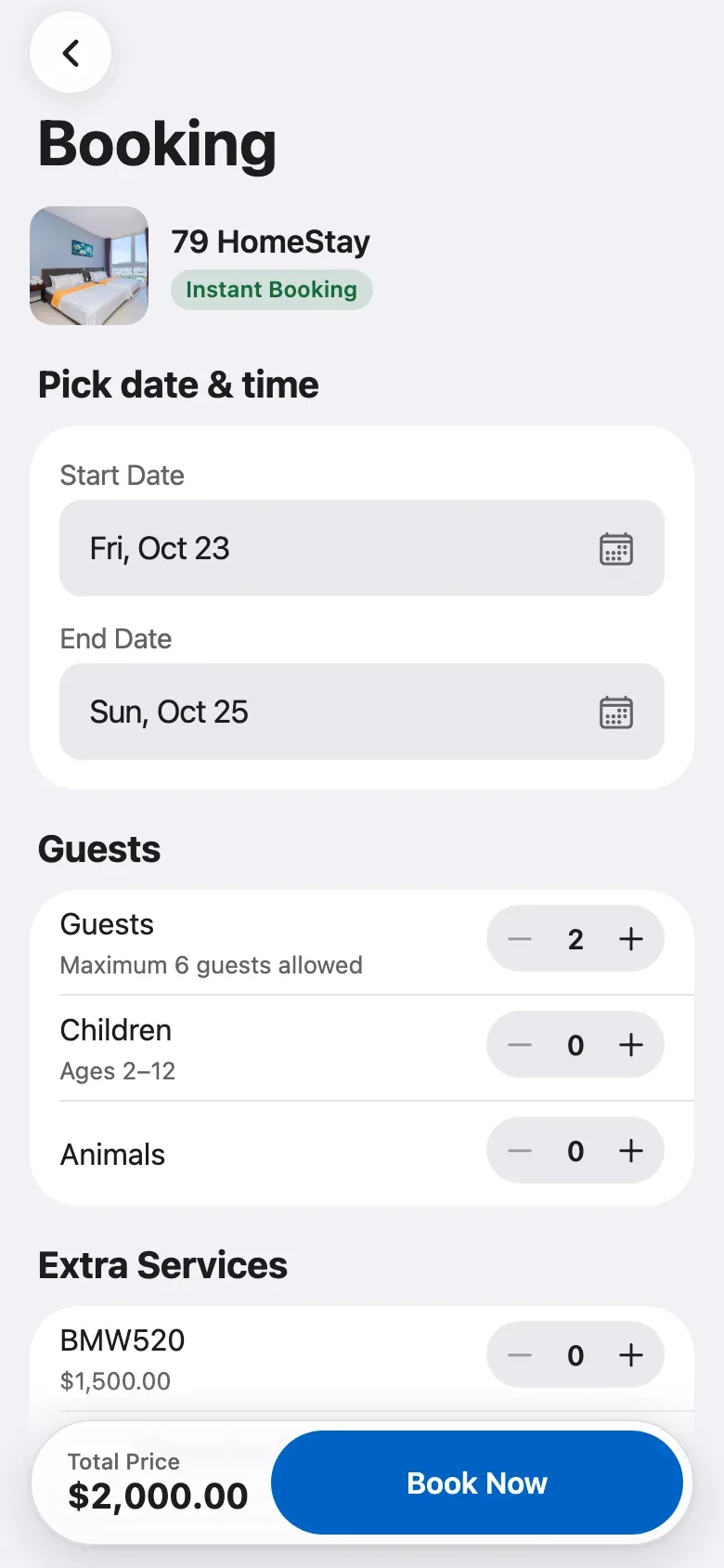 FluxNative Commerce — Book dates and a time