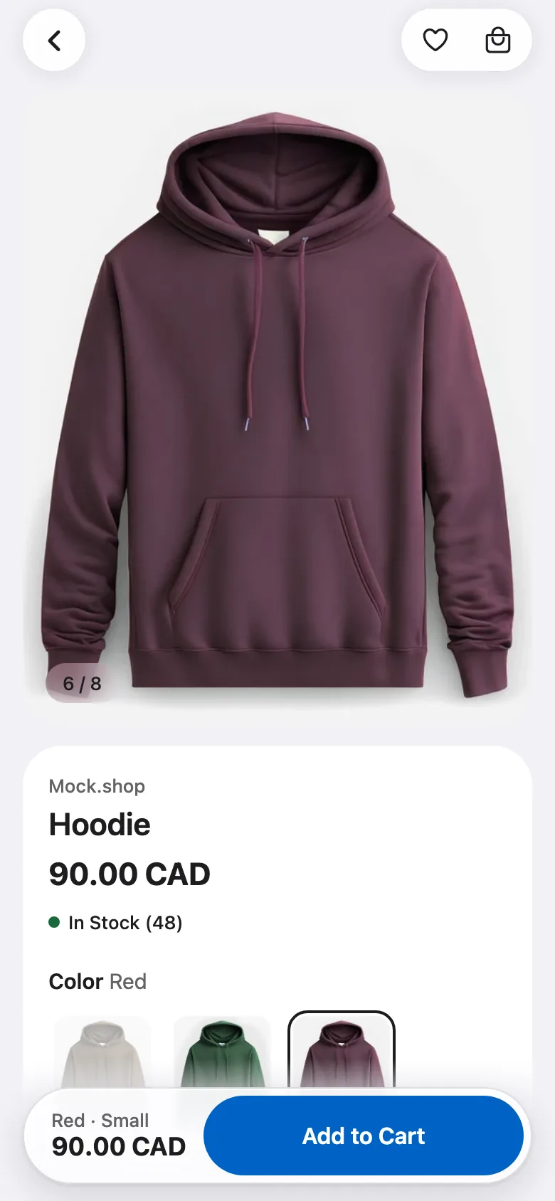 FluxNative Commerce — Product with variants