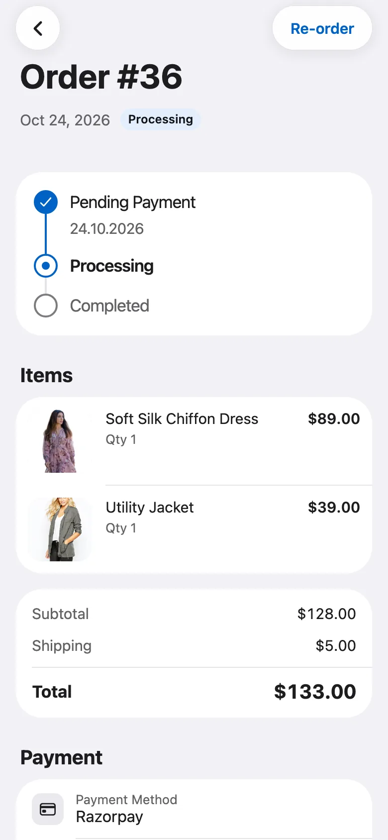 FluxNative Commerce — The paid order